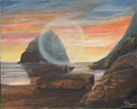 beach sunset painting. Haystack Beach Sunset