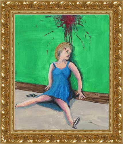 Against The Green Wall, Weathergirl Suicide - expressionist painting by Pagani.