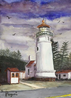 Umqua Lighthouse, watercolor
