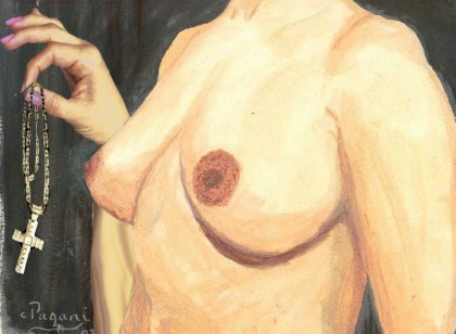 Breast of Bible, artist gouache