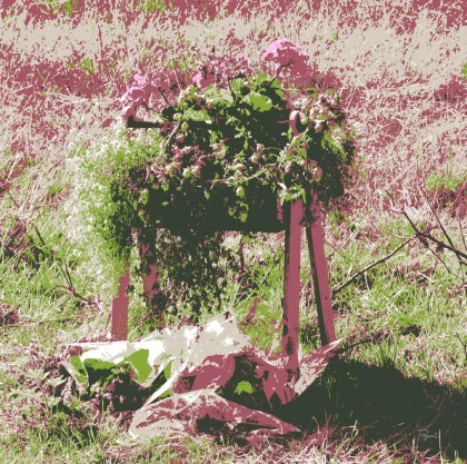 Roadside Memorial, a photography-based expressionist abstract 30 x 30 on canvas