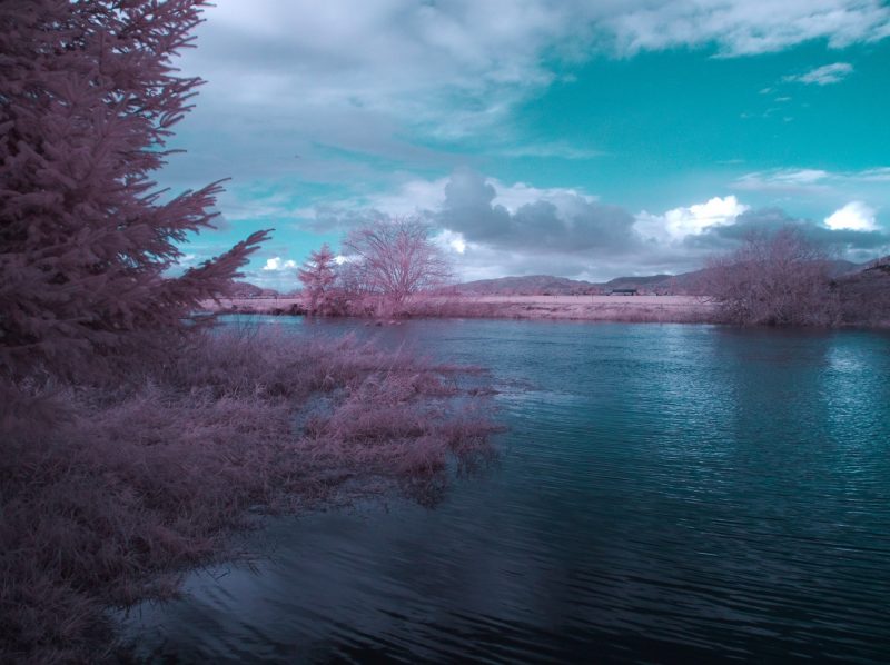 Flooding of Trask River, surreal infrared